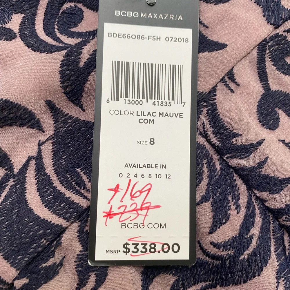 BCBG Maxazria Halter Dress  Embroidered Lavender/Blue  Size 8 New With Tags - Picture 5 of 7
